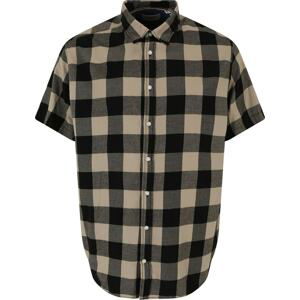 Jack & Jones Plus Košile 'GINGHAM' tmavě béžová / černá