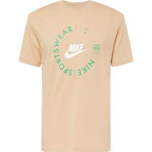 Nike Sportswear Tričko béžová / zelená / bílá