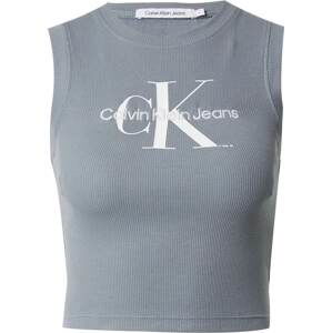 Calvin Klein Jeans Top tmavě šedá / bílá