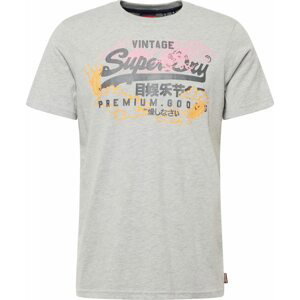 Superdry Tričko 'Narrative' šedý melír / oranžová / pink