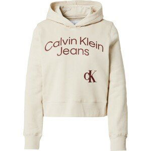 Calvin Klein Jeans Mikina béžová / vínově červená