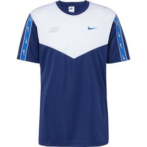 Nike Sportswear Tričko 'REPEAT' modrá / námořnická modř / bílá