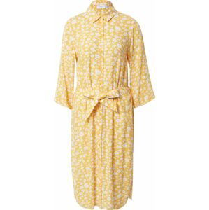 VILA Košilové šaty 'CELINA' kouřově modrá / zlatě žlutá / bílá