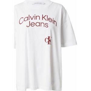 Calvin Klein Jeans Tričko burgundská červeň / bílá