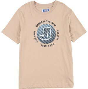 Jack & Jones Junior Tričko světle béžová / kouřově modrá / černá / bílá