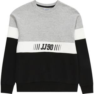 Jack & Jones Junior Mikina 'MATEO' šedý melír / černá / bílá