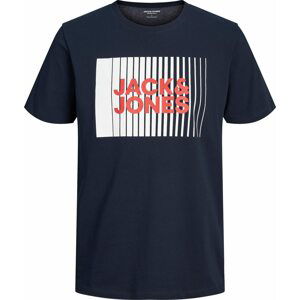 JACK & JONES Tričko námořnická modř / červená / offwhite