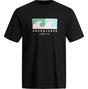 JACK & JONES Tričko 'Tulum' světlemodrá / růžová / černá / bílá