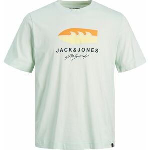 JACK & JONES Tričko 'Tulum' pastelová modrá / světle žlutá / oranžová / černá