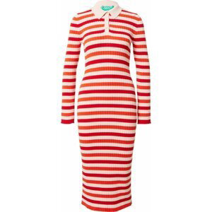 UNITED COLORS OF BENETTON Úpletové šaty pudrová / burgundská červeň / světle červená