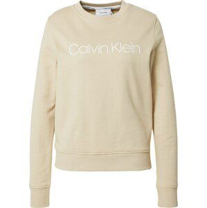 Calvin Klein Mikina starobéžová / bílá