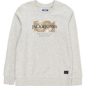 Jack & Jones Junior Mikina 'CRAYON' nažloutlá / šedý melír / černá / bílá