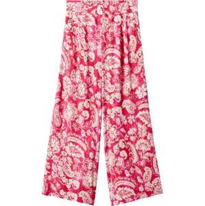 MANGO Kalhoty se sklady v pase 'LIFE' pitaya / světle růžová / bílá