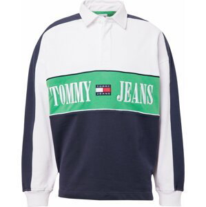 Tommy Jeans Mikina marine modrá / světle zelená / červená / bílá