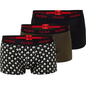 HUGO Boxerky khaki / červená / černá / bílá