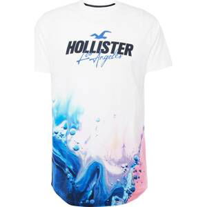 HOLLISTER Tričko námořnická modř / aqua modrá / růže / bílá