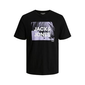 JACK & JONES Tričko 'SALTY' šedá / černá / bílá
