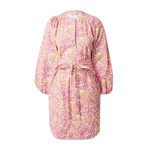 Vanessa Bruno Košilové šaty 'LOURI' limone / fuchsiová / pastelově růžová / bílá