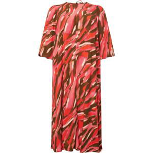 Fransa Letní šaty 'Kaiya' hnědá / starorůžová / červená / bílá