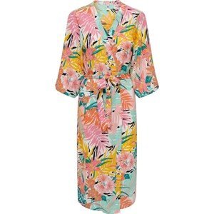 JDY Kimono 'CLARA' nefritová / oranžová / růžová / bílá
