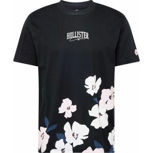 HOLLISTER Tričko 'CHERRY BLOSSOM' pastelově oranžová / pastelově růžová / černá / bílá