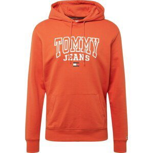 Tommy Jeans Mikina oranžově červená / bílá