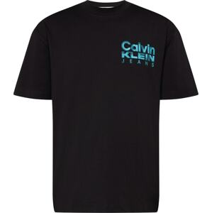 Calvin Klein Jeans Tričko aqua modrá / černá / offwhite