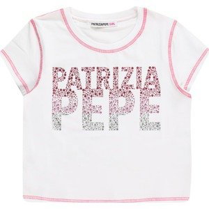 PATRIZIA PEPE Tričko 'MAGLIA' pink / červená / stříbrná / bílá