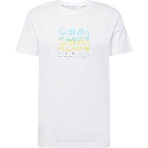 Calvin Klein Jeans Tričko světlemodrá / světle žlutá / bílá