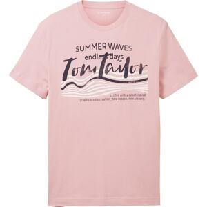 TOM TAILOR Tričko pink / černá / offwhite