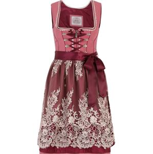 MARJO Dirndl růžová / burgundská červeň / offwhite