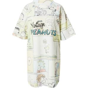 Frogbox Šaty 'Vintage Peanuts' krémová / světlemodrá / rákos / černá