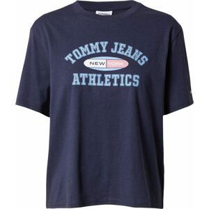 Tommy Jeans Tričko marine modrá / světlemodrá / pastelově červená / bílá