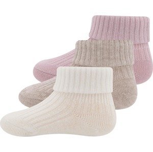 EWERS Ponožky krémová / hnědý melír / starorůžová