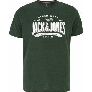 Jack & Jones Plus Tričko tmavě zelená / bílá