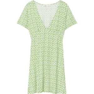 Pull&Bear Letní šaty světle zelená / bílá