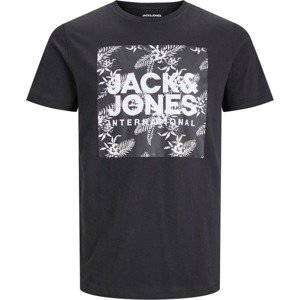 JACK & JONES Tričko šedá / černá / bílá