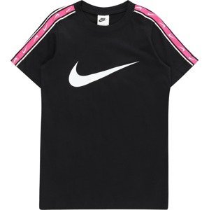 Nike Sportswear Tričko 'REPEAT' fuchsiová / černá / bílá