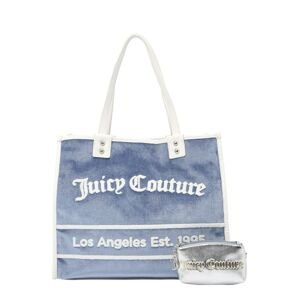 Juicy Couture Nákupní taška 'Rosmarie' kouřově modrá / stříbrná / bílá