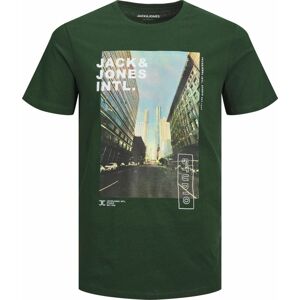 JACK & JONES Tričko 'GARNER' nebeská modř / antracitová / tmavě zelená / bílá