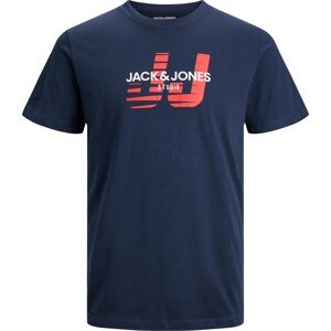 JACK & JONES Tričko 'HUNCHO' tmavě modrá / melounová / bílá