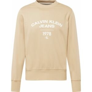 Calvin Klein Jeans Mikina velbloudí / bílá