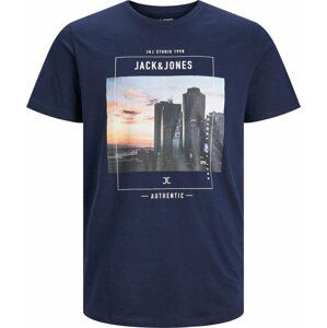 JACK & JONES Tričko 'Garner' námořnická modř / světlemodrá / antracitová / oranžová