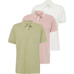 BLEND Tričko khaki / světle růžová / bílá