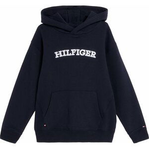 TOMMY HILFIGER Mikina 'Essential Arched' noční modrá / bílá