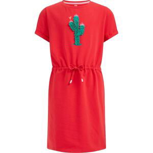 WE Fashion Šaty zelená / červená