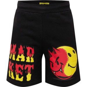 MARKET Kalhoty 'SMILEY GOOD AND EVIL SWEATSHORTS' žlutá / červená / černá