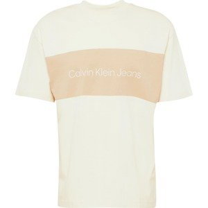 Calvin Klein Jeans Tričko béžová / nažloutlá / bílá