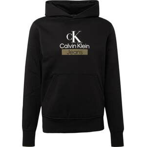 Calvin Klein Jeans Mikina hnědá / černá / bílá