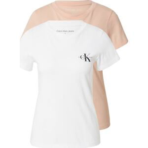 Calvin Klein Jeans Tričko pastelově růžová / černá / offwhite